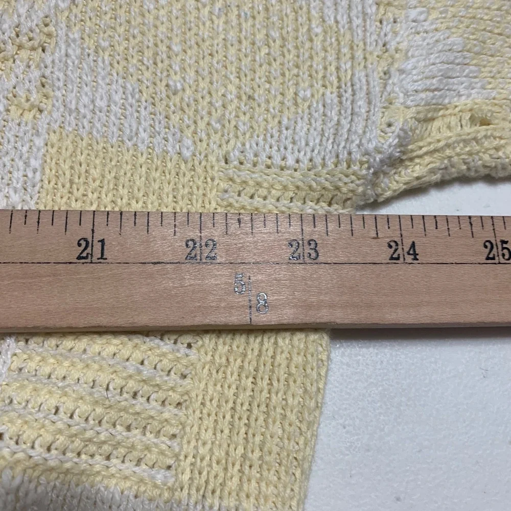 Robert Bruce Vintage Mens‎ XL Sweater Yellow Cream Geometric Textured Knit 2331